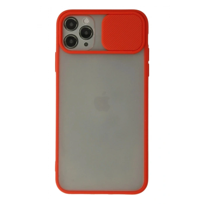 Durukar®  iPhone 11 Pro Max Kılıf Palm Buzlu Kamera Sürgülü Silikon - Kırmızı
