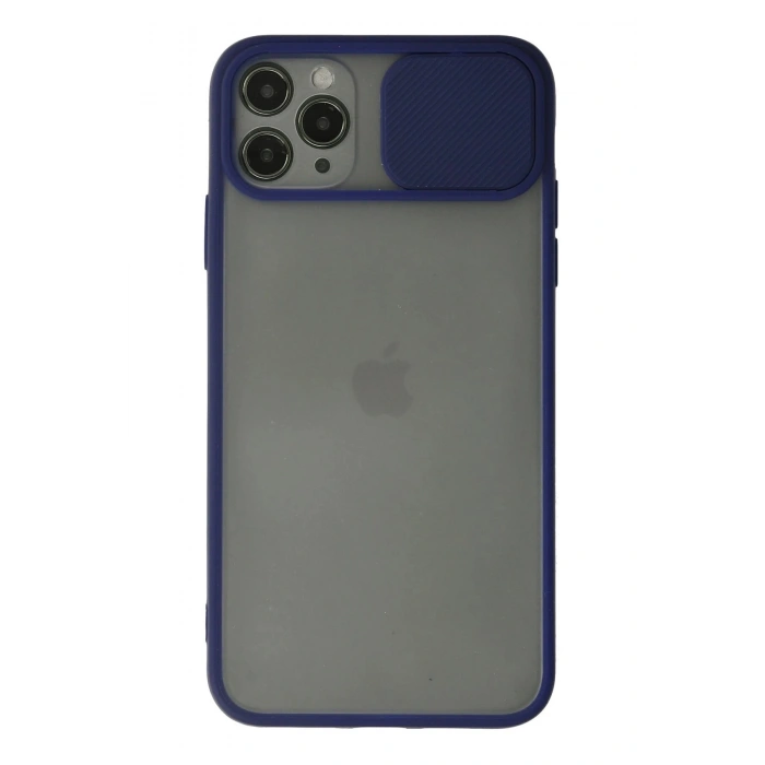Durukar®  iPhone 11 Pro Max Kılıf Palm Buzlu Kamera Sürgülü Silikon - Lacivert