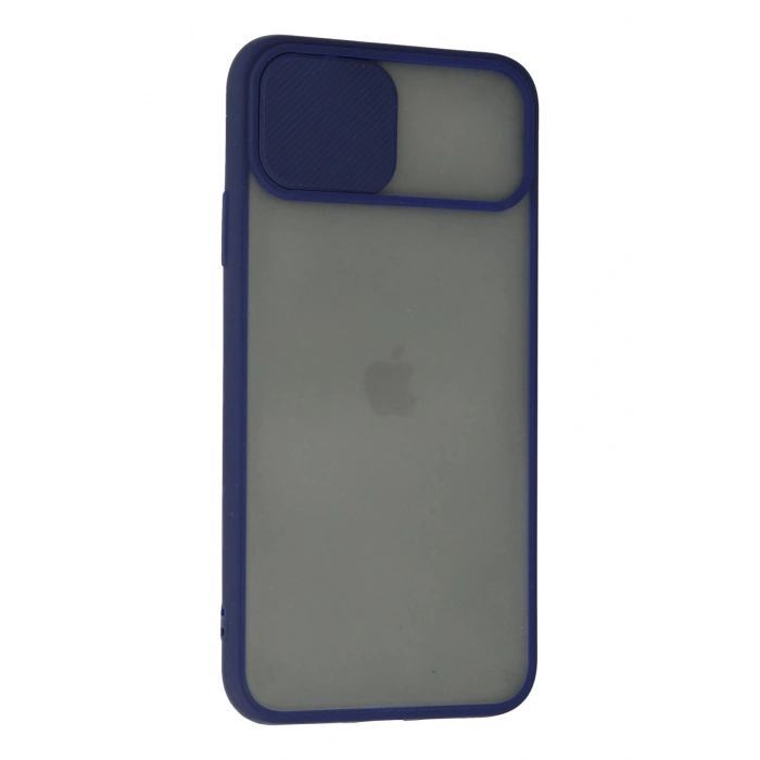 Durukar®  iPhone 11 Pro Max Kılıf Palm Buzlu Kamera Sürgülü Silikon - Lacivert