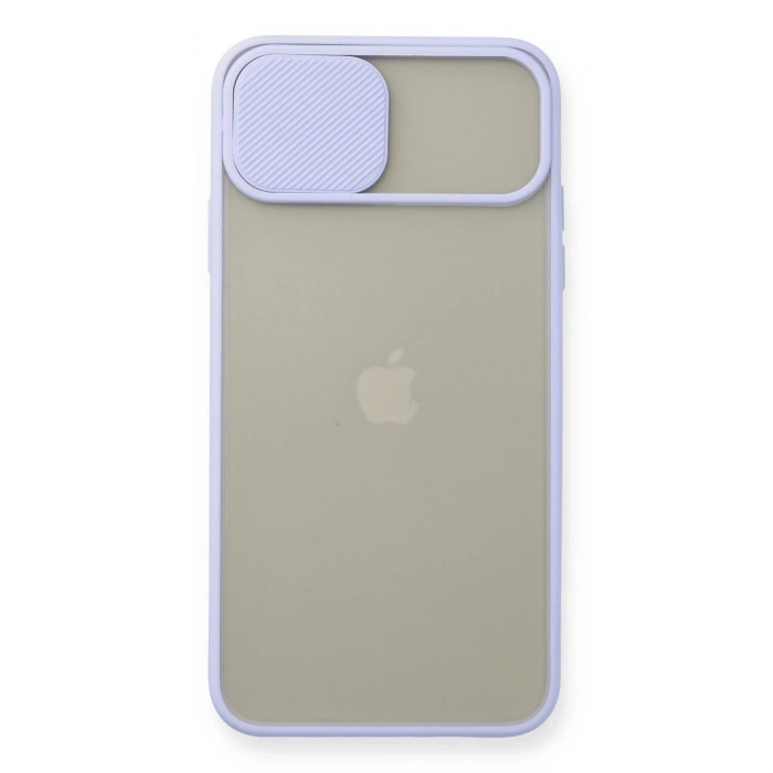Mey İthalat®  iPhone 11 Pro Max Kılıf Palm Buzlu Kamera Sürgülü Silikon - Lila