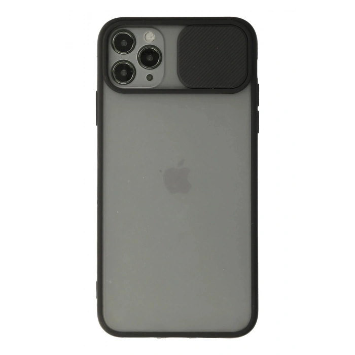 Durukar®  iPhone 11 Pro Max Kılıf Palm Buzlu Kamera Sürgülü Silikon - Siyah