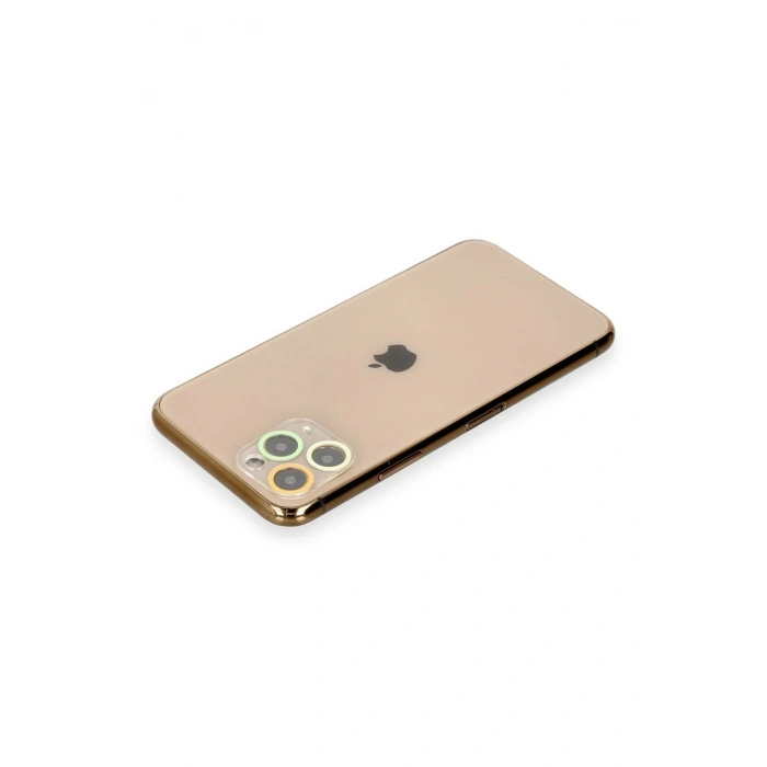 Mey İthalat®  iPhone 11 Pro Renkli Kamera Lens Koruma Cam - Pembe-Mavi
