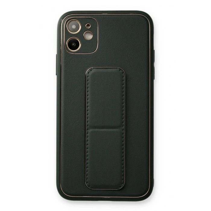 Durukar®  iPhone 12 Kılıf Coco Deri Standlı Kapak - Füme