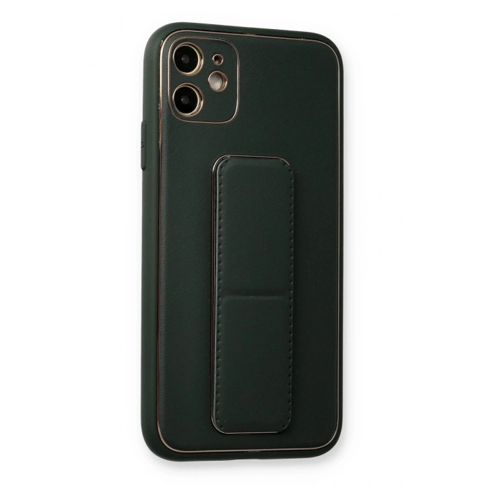 Durukar®  iPhone 12 Kılıf Coco Deri Standlı Kapak - Füme
