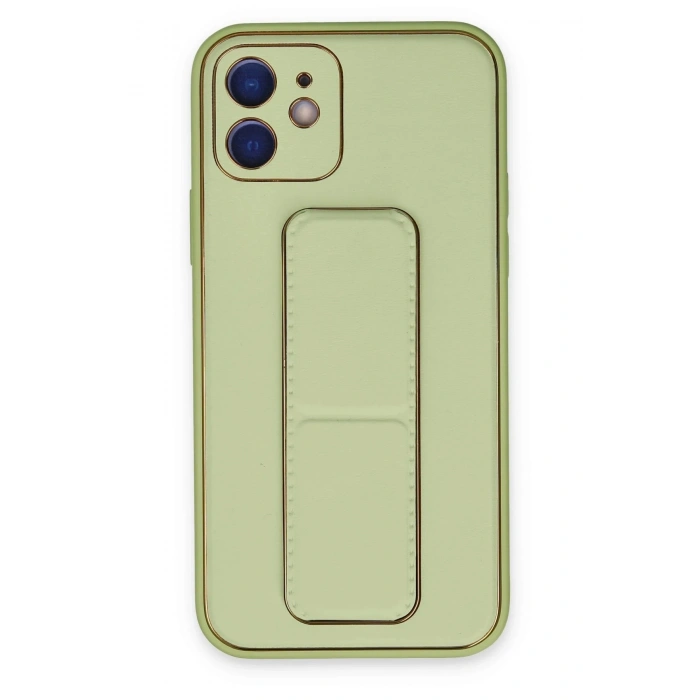 Durukar®  iPhone 12 Kılıf Coco Deri Standlı Kapak - Su Yeşili