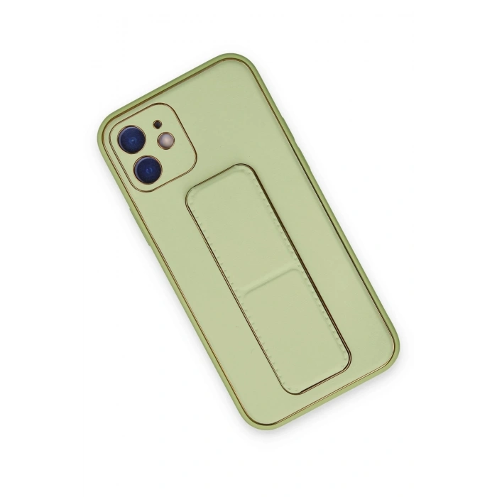 Durukar®  iPhone 12 Kılıf Coco Deri Standlı Kapak - Su Yeşili