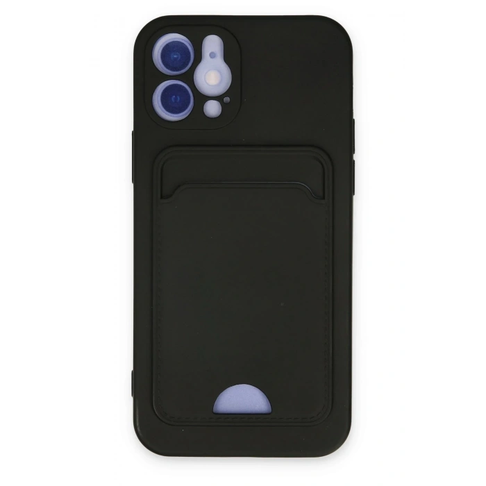 Mey İthalat®  iPhone 12 Kılıf Kelvin Kartvizitli Silikon - Siyah