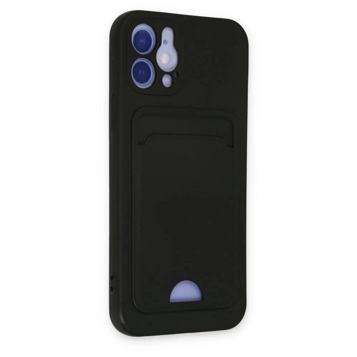 Mey İthalat®  iPhone 12 Kılıf Kelvin Kartvizitli Silikon - Siyah