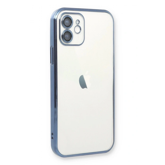 Durukar®  iPhone 12 Kılıf  Lensli Silikon - Açık Mavi