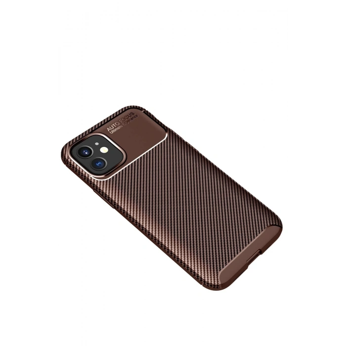 Durukar®  iPhone 12 Mini Kılıf Auto Focus Karbon Kapak - Kahverengi