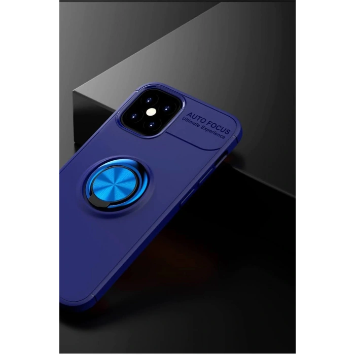 Mey İthalat®  iPhone 12 Mini Kılıf Range Yüzüklü Silikon - Mavi