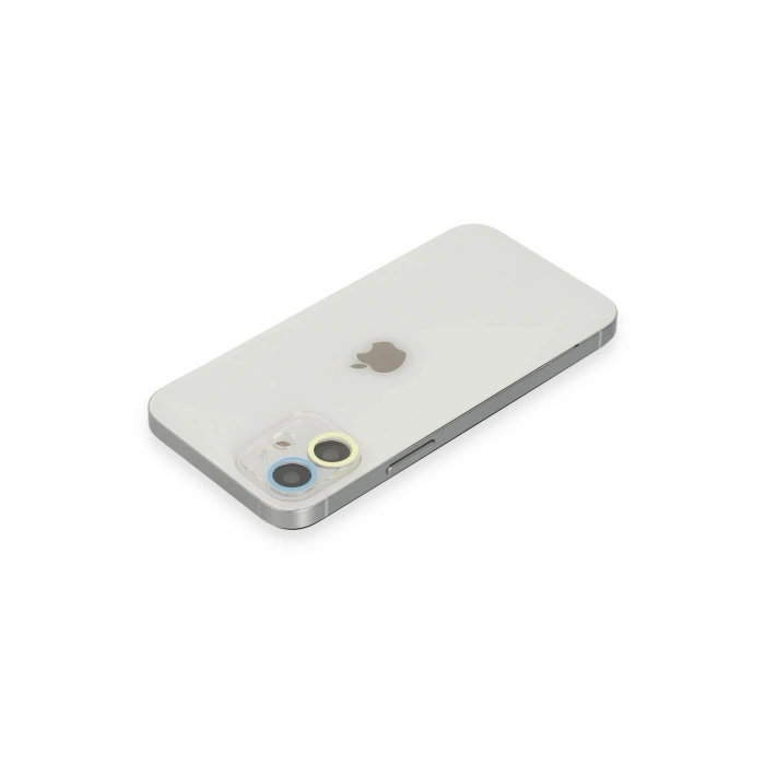 Mey İthalat®  iPhone 12 Mini Renkli Kamera Lens Koruma Cam - Sarı-Mavi
