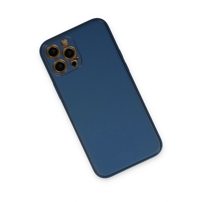 Mey İthalat®  iPhone 12 Pro Kılıf Coco Deri Silikon Kapak - Açık Mavi