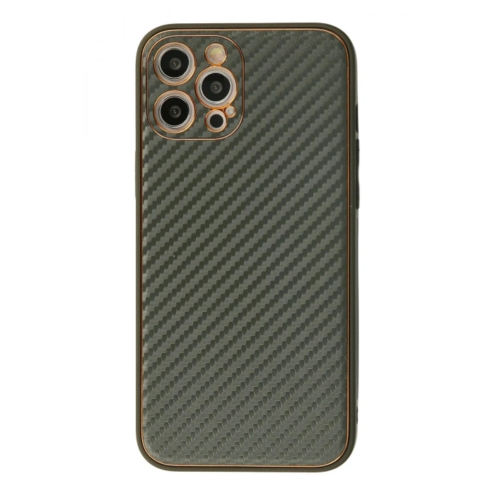 Durukar®  iPhone 12 Pro Kılıf Coco Karbon Silikon - Füme