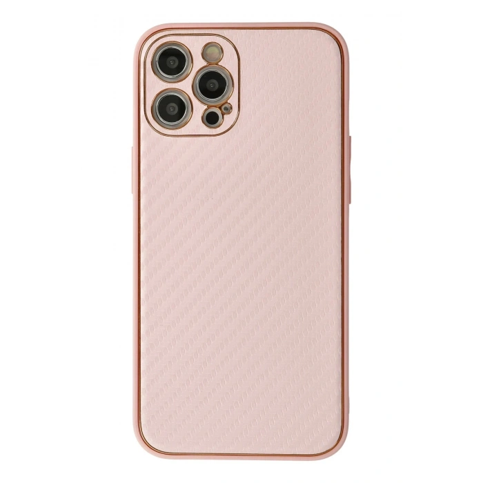 Durukar®  iPhone 12 Pro Kılıf Coco Karbon Silikon - Pembe