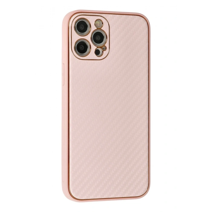 Durukar®  iPhone 12 Pro Kılıf Coco Karbon Silikon - Pembe