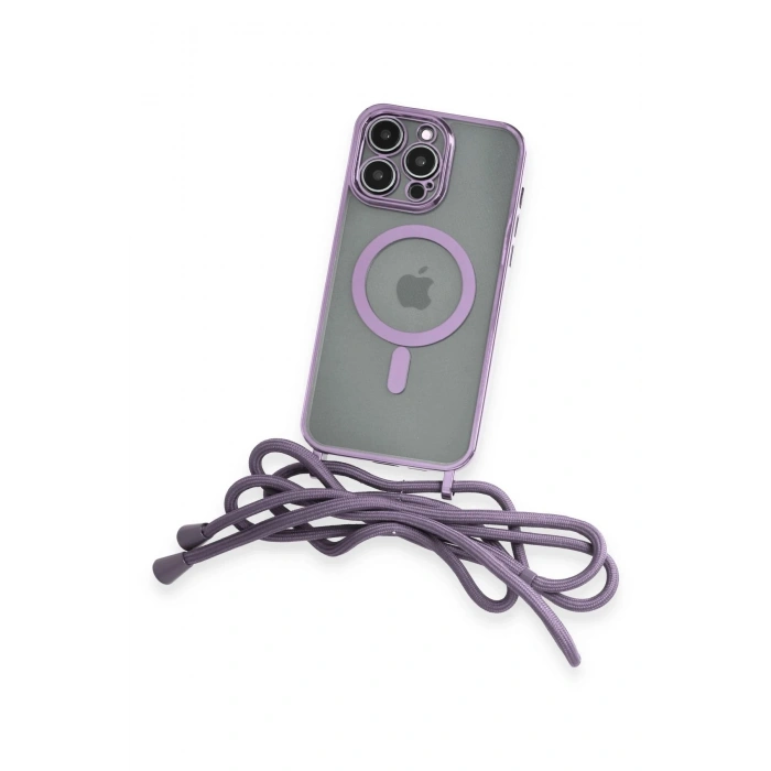 Mey İthalat®  iPhone 12 Pro Kılıf Divo Lazer Askılı Magsafe Kapak - Lila