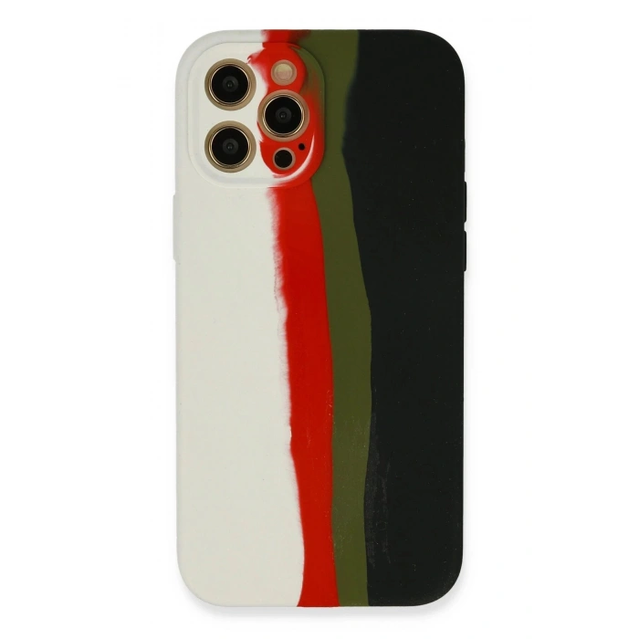 Durukar®  iPhone 12 Pro Kılıf Ebruli Lansman Silikon - Beyaz-Siyah