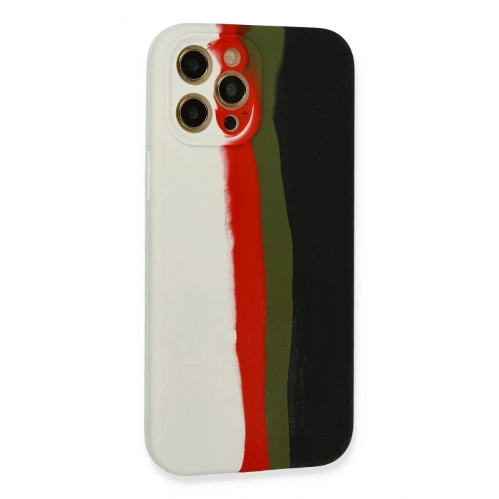 Durukar®  iPhone 12 Pro Kılıf Ebruli Lansman Silikon - Beyaz-Siyah