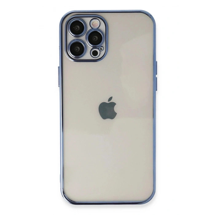 Durukar®  iPhone 12 Pro Kılıf  Lensli Silikon - Açık Mavi