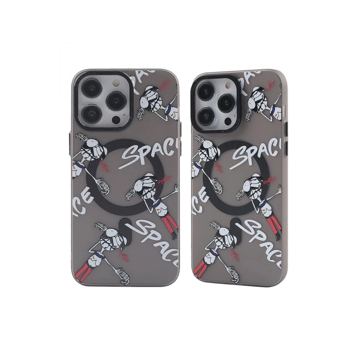 Durukar®  iPhone 12 Pro Max Kılıf Apollo Magneticsafe Desenli Kapak - Apollo Siyah - 3