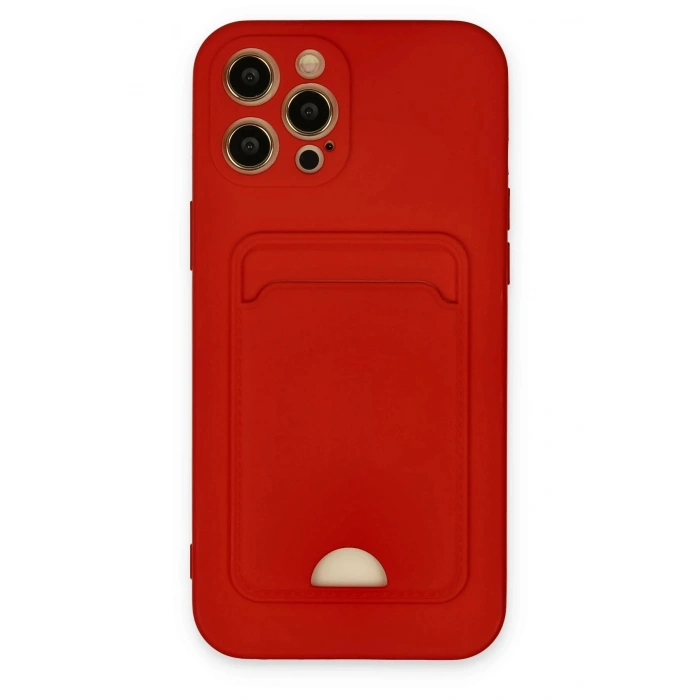 Mey İthalat®  iPhone 12 Pro Max Kılıf Kelvin Kartvizitli Silikon - Kırmızı