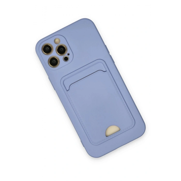 Mey İthalat®  iPhone 12 Pro Max Kılıf Kelvin Kartvizitli Silikon - Lila