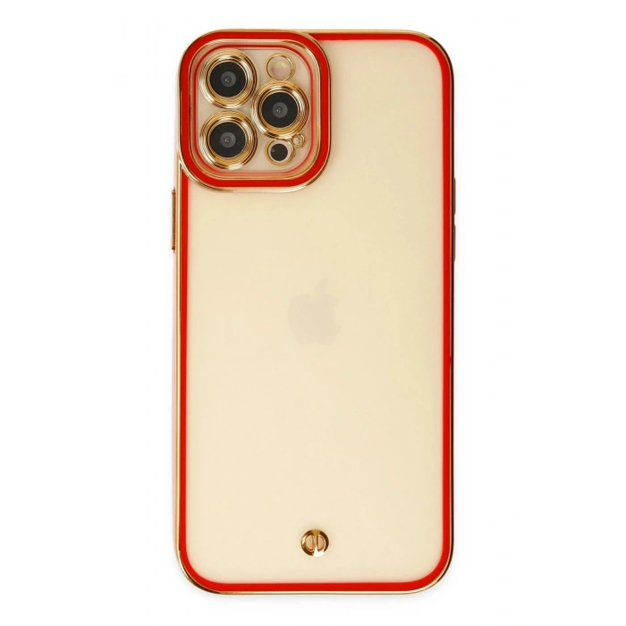 Durukar®  iPhone 12 Pro Max Kılıf Liva Lens Silikon - Kırmızı