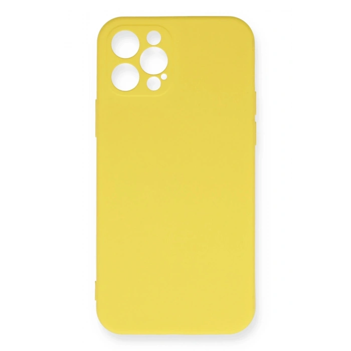 Mey İthalat®  iPhone 12 Pro Max Kılıf Nano içi Kadife Silikon - Sarı