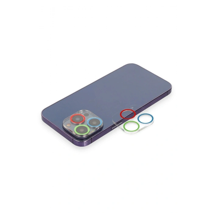 Mey İthalat®  iPhone 12 Pro Max Renkli Kamera Lens Koruma Cam - Mavi-Yeşil