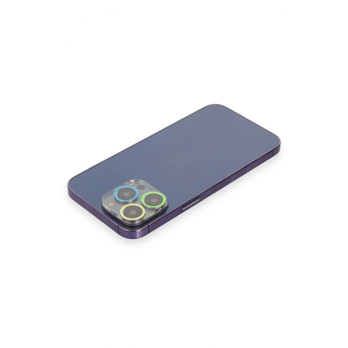 Mey İthalat®  iPhone 12 Pro Renkli Kamera Lens Koruma Cam - Yeşil-Sarı