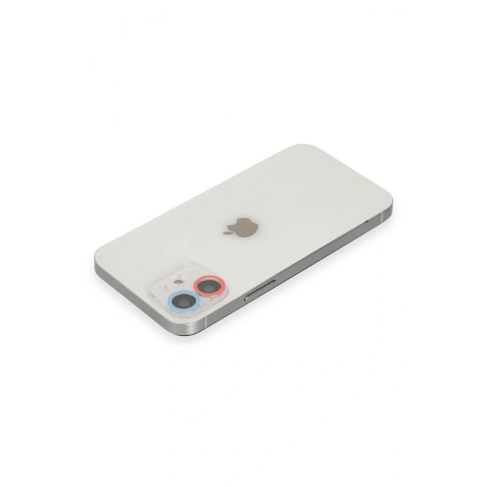 Mey İthalat®  iPhone 12 Renkli Kamera Lens Koruma Cam - Pembe-Mavi