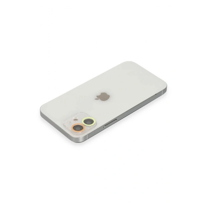 Mey İthalat®  iPhone 12 Renkli Kamera Lens Koruma Cam - Sarı-Turuncu