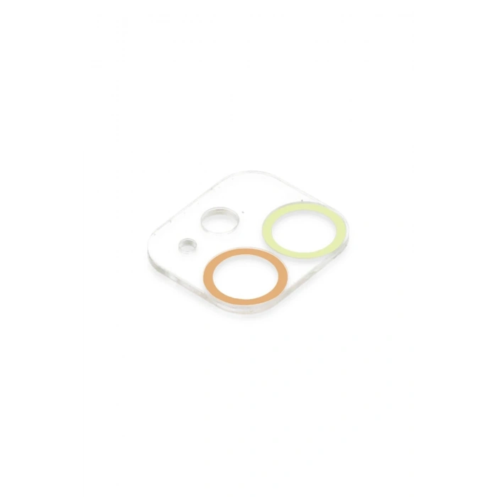 Mey İthalat®  iPhone 12 Renkli Kamera Lens Koruma Cam - Sarı-Turuncu