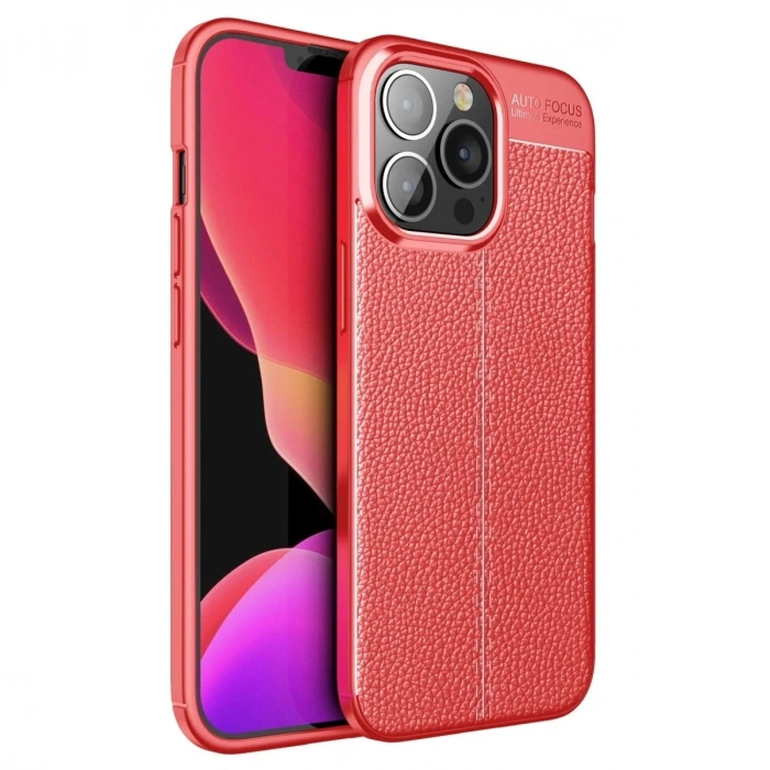 Mey İthalat®  iPhone 13 Pro Kılıf Auto Focus Kapak - Kırmızı
