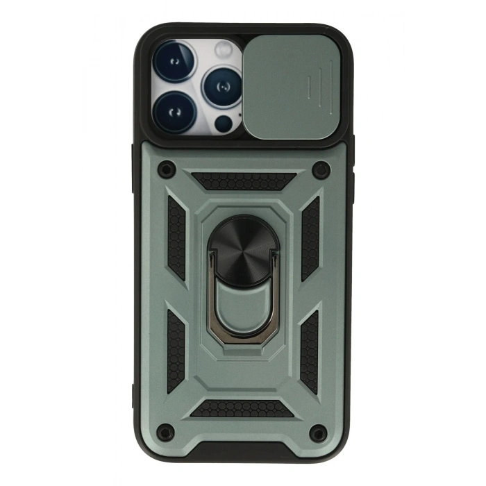 Durukar®  iPhone 13 Pro Kılıf Pars Lens Yüzüklü Silikon - Yeşil