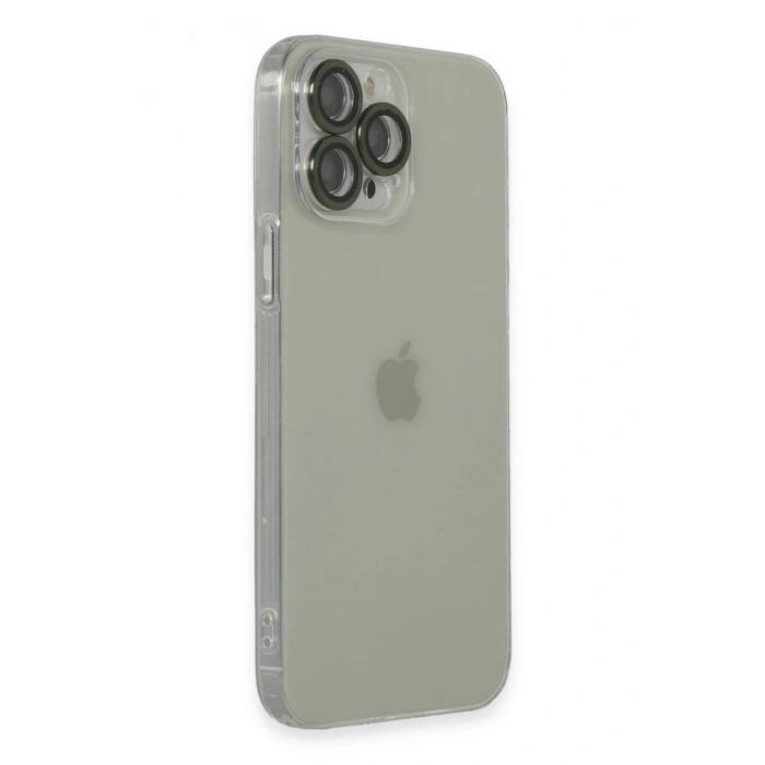 Mey İthalat®  iPhone 13 Pro Max Kılıf Luko Lens Silikon - Yeşil
