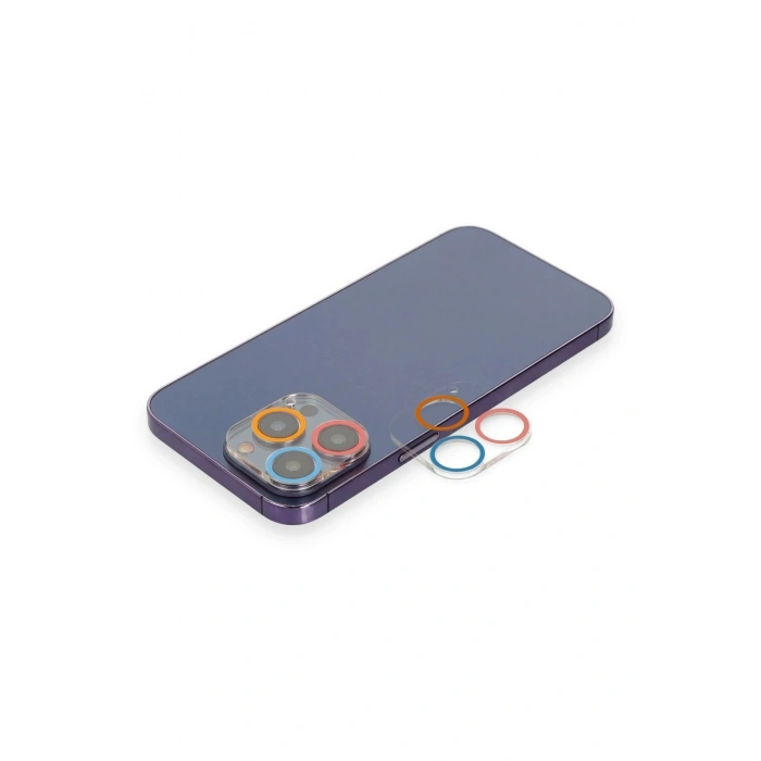 Mey İthalat®  iPhone 13 Pro Renkli Kamera Lens Koruma Cam - Pembe-Mavi