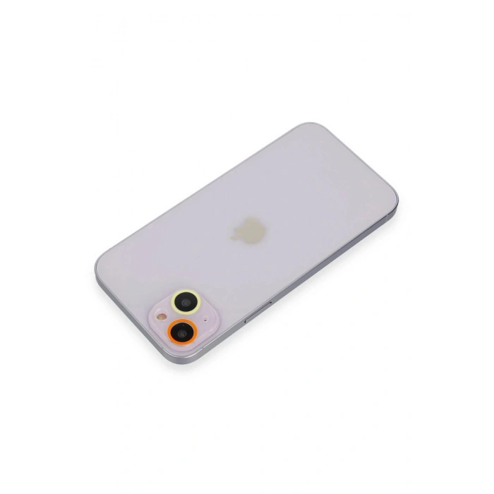 Mey İthalat®  iPhone 13 Renkli Kamera Lens Koruma Cam - Sarı-Turuncu