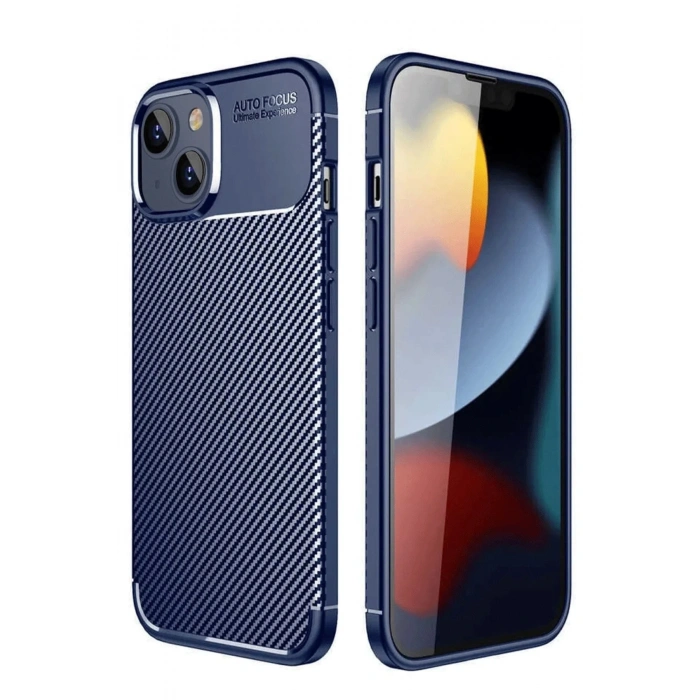 Durukar®  iPhone 14 Kılıf Auto Focus Karbon Kapak - Lacivert