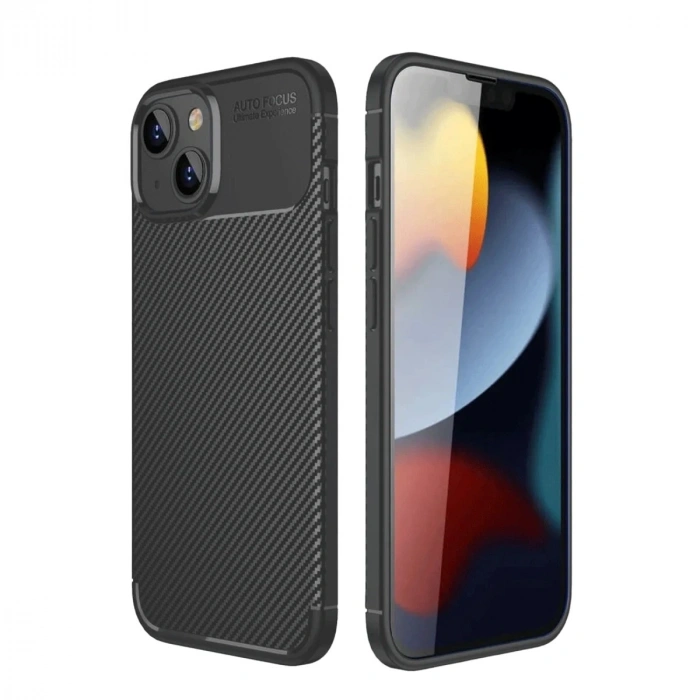 Durukar®  iPhone 14 Kılıf Auto Focus Karbon Kapak - Siyah