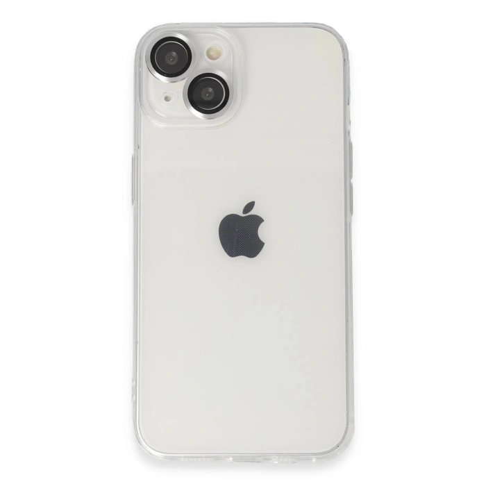 Mey İthalat®  iPhone 14 Kılıf Luko Lens Silikon - Gümüş
