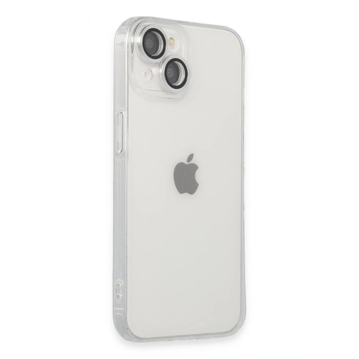 Mey İthalat®  iPhone 14 Kılıf Luko Lens Silikon - Gümüş