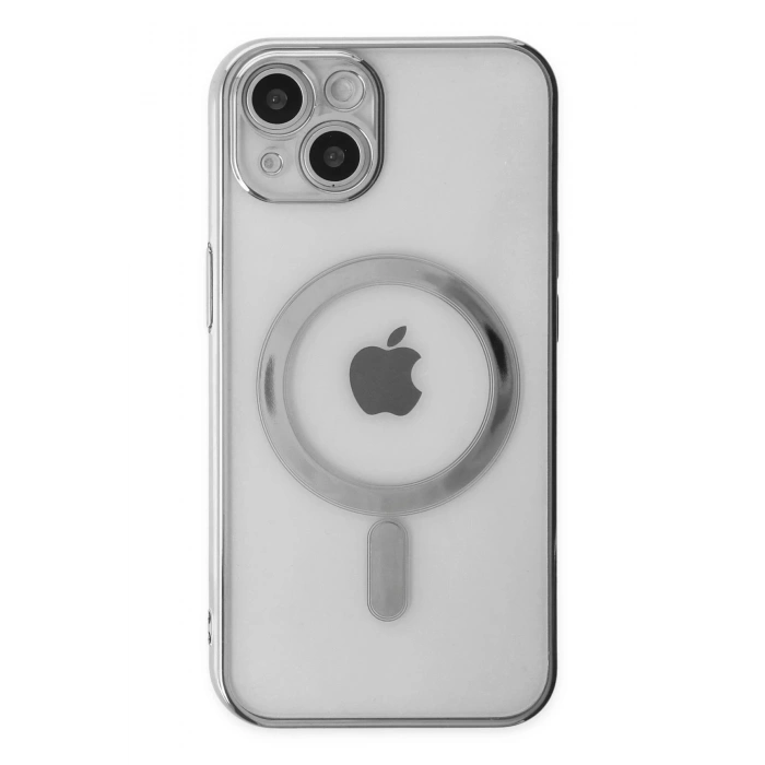 Durukar®  iPhone 14 Plus Kılıf Magneticsafe Lazer Silikon - Gümüş
