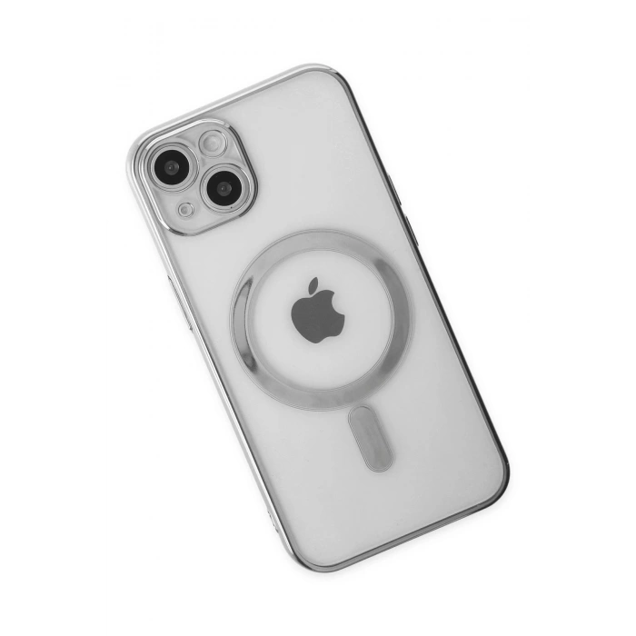 Durukar®  iPhone 14 Plus Kılıf Magneticsafe Lazer Silikon - Gümüş