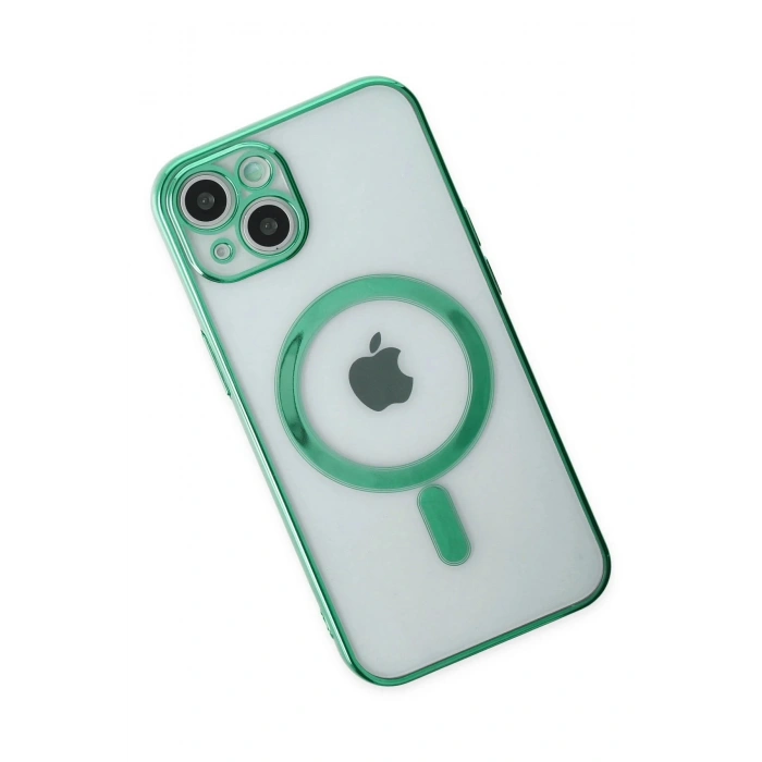 Durukar®  iPhone 14 Plus Kılıf Magneticsafe Lazer Silikon - Haki Yeşil