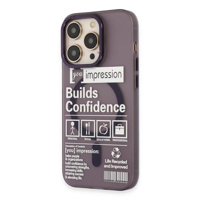 Durukar®  iPhone 14 Pro Kılıf Apollo Magneticsafe Desenli Kapak - Apollo Mor - 6