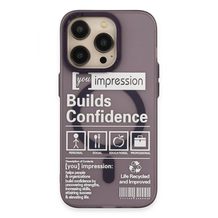 Durukar®  iPhone 14 Pro Kılıf Apollo Magneticsafe Desenli Kapak - Apollo Mor - 6