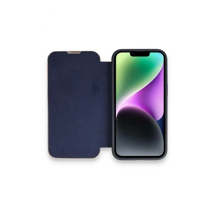 Durukar®  iPhone 14 Pro Kılıf Dolpin Kapaklı - Lacivert