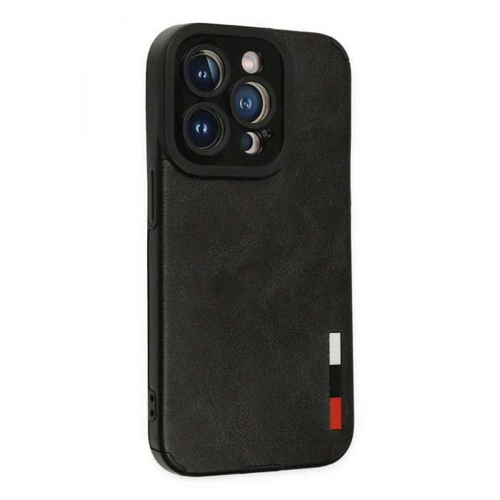 Durukar®  iPhone 14 Pro Kılıf Loop Deri Silikon - Siyah